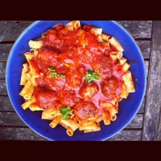 Spaghetti and turnley meatballs