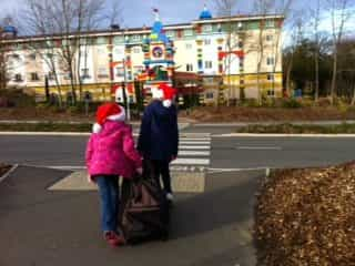 Arriving at the santa sleepover ay legoland hotel