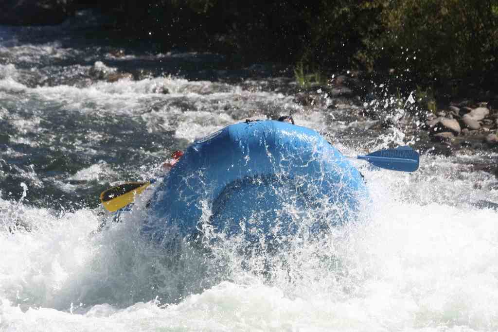 Whitewater rafting american river gorge kids coming back up