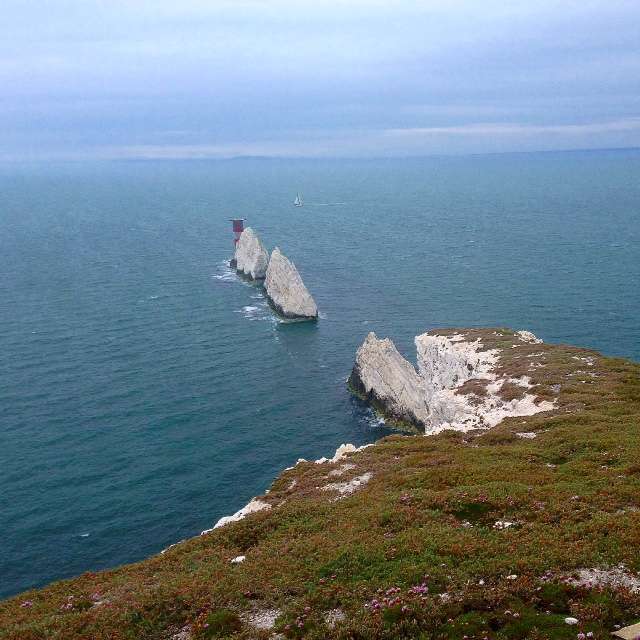 The Needles Rocks as viewed from the Needles Old Battery tunnel viewing point