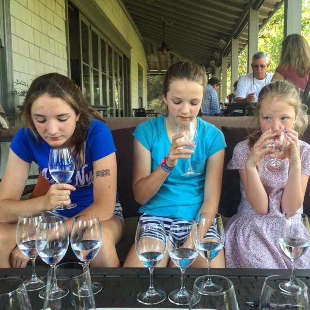 The girls did a blind DRY soda tasting at Frog's Leap Winery. They were given a flight of four samples and asked to identify the flavours. They learned a lot and it really included them in the experience! @frogsleapwinery gets my vote for one of the best family friendly wineries in Napa! 