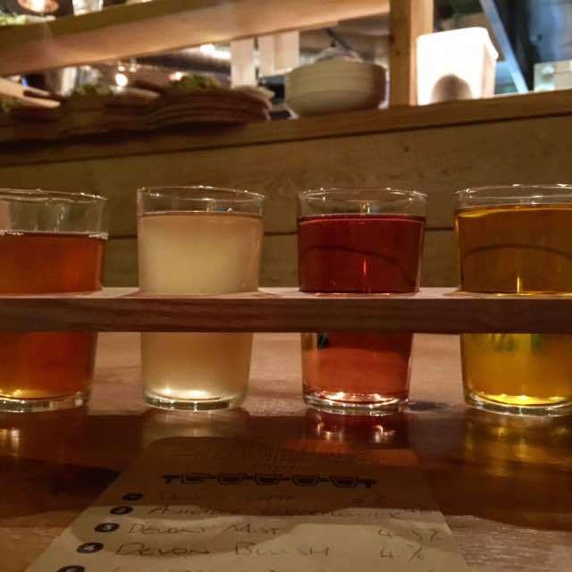 The Cider Tasting Board at The Stable is a fantastic experience. We got to try vintages like Devil's Leaf (with nettles), Ashridge Elderflower, cloudy Devon Mist and blackberry infused Devon Blush. The whole experience reminded me a bit of wine tasting in Napa.