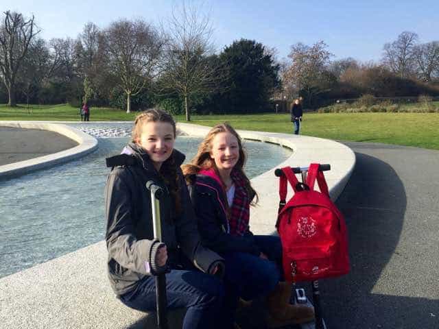 We took a break from scootering around Kensington Garden and Hyde Park to admire the Princess Diana memorial fountain. 