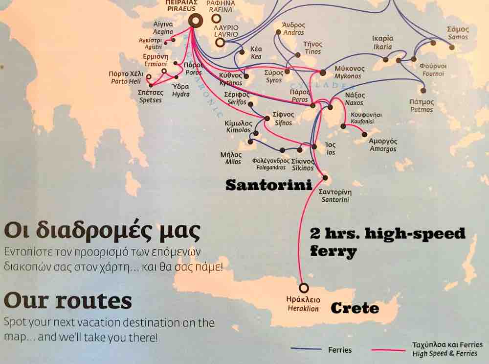 travel santorini to crete